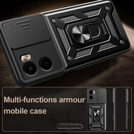 Motorola Moto E15 / G05 Hoesje - MobyDefend Pantsercase Met Draaibare Ring - Zwart