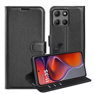Motorola Moto G15 / G15 Power Hoesje - MobyDefend Kunstleren Wallet Book Case (Sluiting Voorkant) - Zwart