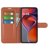Motorola Moto G15 / G15 Power Hoesje - MobyDefend Kunstleren Wallet Book Case (Sluiting Voorkant) - Bruin