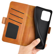 Motorola Moto G15 / G15 Power Hoesje - MobyDefend Luxe Wallet Book Case (Sluiting Zijkant) - Lichtbruin
