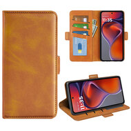 Motorola Moto G15 / G15 Power Hoesje - MobyDefend Luxe Wallet Book Case (Sluiting Zijkant) - Lichtbruin