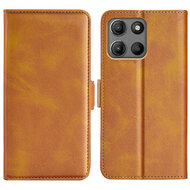 Motorola Moto G15 / G15 Power Hoesje - MobyDefend Luxe Wallet Book Case (Sluiting Zijkant) - Lichtbruin