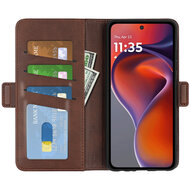 Motorola Moto G15 / G15 Power Hoesje - MobyDefend Luxe Wallet Book Case (Sluiting Zijkant) - Bruin