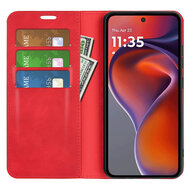Motorola Moto G15 / G15 Power Hoesje - MobyDefend Luxe Wallet Bookcase (Magnetische Sluiting) - Rood