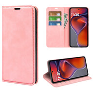 Motorola Moto G15 / G15 Power Hoesje - MobyDefend Luxe Wallet Bookcase (Magnetische Sluiting) - Roze