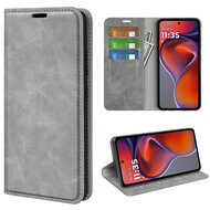 Motorola Moto G15 / G15 Power Hoesje - MobyDefend Luxe Wallet Bookcase (Magnetische Sluiting) - Grijs
