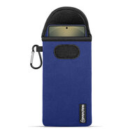 Hoesje voor Samsung Galaxy S25 Ultra - MobyDefend Neopreen Pouch Met Karabijnhaak - Insteekhoesje - Riemlus Hoesje - Blauw