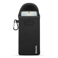 Hoesje voor Samsung Galaxy S25 - MobyDefend Neopreen Pouch Met Karabijnhaak - Insteekhoesje - Riemlus Hoesje - Zwart