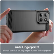 Motorola Moto G15 / G15 Power Hoesje - MobyDefend TPU Backcover - Geborstelde Metaal &amp; Carbon-Look - Zwart