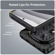 Xiaomi Redmi Note 14 Pro 5G Hoesje - MobyDefend TPU Backcover - Geborstelde Metaal &amp; Carbon-Look - Zwart