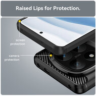 Xiaomi Redmi Note 14 Pro Plus Hoesje - MobyDefend TPU Backcover - Geborstelde Metaal &amp; Carbon-Look - Zwart