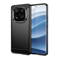 Xiaomi Redmi Note 14 Pro Plus Hoesje - MobyDefend TPU Backcover - Geborstelde Metaal &amp; Carbon-Look - Zwart