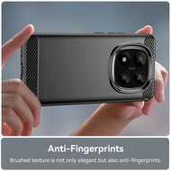 Xiaomi Redmi Note 14 Pro Plus Hoesje - MobyDefend TPU Backcover - Geborstelde Metaal &amp; Carbon-Look - Zwart