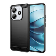 Xiaomi Redmi Note 14 5G Hoesje - MobyDefend TPU Backcover - Geborstelde Metaal &amp; Carbon-Look - Zwart