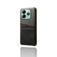 Xiaomi Redmi Note 14 5G Hoesje - MobyDefend Lederen Backcover Met Vakjes Voor Pasjes - Zwart