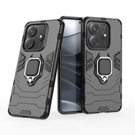 Xiaomi Redmi Note 14 5G Hoesje - MobyDefend Dubbelgelaagde Pantsercase Met Standaard - Zwart