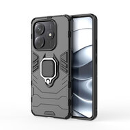 Xiaomi Redmi Note 14 5G Hoesje - MobyDefend Dubbelgelaagde Pantsercase Met Standaard - Zwart