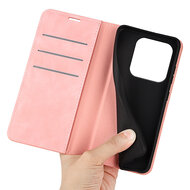 Xiaomi Redmi Note 14 5G Hoesje - MobyDefend Luxe Wallet Bookcase (Magnetische Sluiting) - Roze