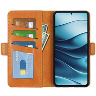 Xiaomi Redmi Note 14 5G Hoesje - MobyDefend Luxe Wallet Book Case (Sluiting Zijkant) - Lichtbruin