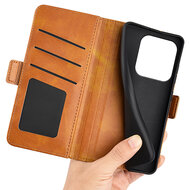 Xiaomi Redmi Note 14 5G Hoesje - MobyDefend Luxe Wallet Book Case (Sluiting Zijkant) - Lichtbruin