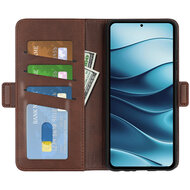 Xiaomi Redmi Note 14 5G Hoesje - MobyDefend Luxe Wallet Book Case (Sluiting Zijkant) - Bruin
