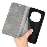 Xiaomi Redmi Note 14 Pro 5G Hoesje - MobyDefend Luxe Wallet Bookcase (Magnetische Sluiting) - Grijs