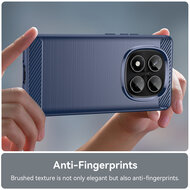 Xiaomi Redmi Note 14 Pro 4G Hoesje - MobyDefend TPU Backcover - Geborstelde Metaal &amp; Carbon-Look - Blauw