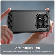 Xiaomi Redmi Note 14 Pro 4G Hoesje - MobyDefend TPU Backcover - Geborstelde Metaal &amp; Carbon-Look - Zwart