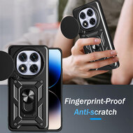 Xiaomi Redmi Note 14 Pro Plus Hoesje - MobyDefend Pantsercase Met Draaibare Ring - Zwart