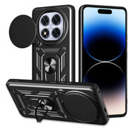 Xiaomi Redmi Note 14 Pro Plus Hoesje - MobyDefend Pantsercase Met Draaibare Ring - Zwart