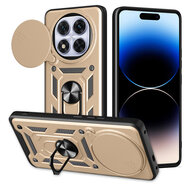Xiaomi Redmi Note 14 Pro Plus Hoesje - MobyDefend Pantsercase Met Draaibare Ring - Goud