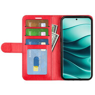 Xiaomi Redmi Note 14 Pro Plus Hoesje - MobyDefend Wallet Book Case (Sluiting Achterkant) - Rood
