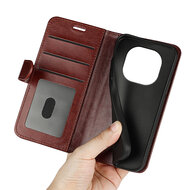 Xiaomi Redmi Note 14 Pro Plus Hoesje - MobyDefend Wallet Book Case (Sluiting Achterkant) - Bruin