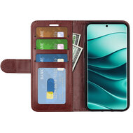 Xiaomi Redmi Note 14 Pro Plus Hoesje - MobyDefend Wallet Book Case (Sluiting Achterkant) - Bruin