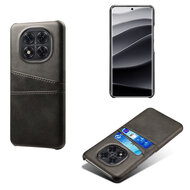 Xiaomi Redmi Note 14 Pro 5G Hoesje - MobyDefend Lederen Backcover Met Vakjes Voor Pasjes - Zwart