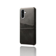 Samsung Galaxy A36 / Galaxy A56 Hoesje - MobyDefend Lederen Backcover Met Vakjes Voor Pasjes - Zwart