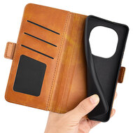 Xiaomi Redmi Note 14 Pro 5G Hoesje - MobyDefend Luxe Wallet Book Case (Sluiting Zijkant) - Lichtbruin