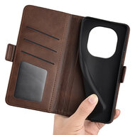Xiaomi Redmi Note 14 Pro 5G Hoesje - MobyDefend Luxe Wallet Book Case (Sluiting Zijkant) - Bruin