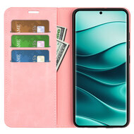 Xiaomi Redmi Note 14 Pro Plus Hoesje - MobyDefend Luxe Wallet Bookcase (Magnetische Sluiting) - Roze