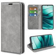 Xiaomi Redmi Note 14 Pro Plus Hoesje - MobyDefend Luxe Wallet Bookcase (Magnetische Sluiting) - Grijs