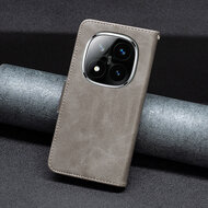 Xiaomi Redmi Note 14 Pro 5G Hoesje - MobyDefend Wallet Book Case Met Koord - Grijs