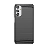 Samsung Galaxy A36 / Galaxy A56 Hoesje - MobyDefend TPU Backcover - Geborstelde Metaal &amp; Carbon-Look - Zwart