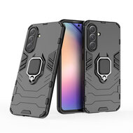 Samsung Galaxy A36 / Galaxy A56 Hoesje - MobyDefend Dubbelgelaagde Pantsercase Met Standaard - Zwart