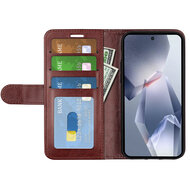 OnePlus 13R Hoesje - MobyDefend Wallet Book Case (Sluiting Achterkant) - Bruin