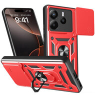 Xiaomi Redmi Note 14 5G Hoesje - MobyDefend Pantsercase Met Draaibare Ring - Rood