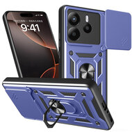 Xiaomi Redmi Note 14 5G Hoesje - MobyDefend Pantsercase Met Draaibare Ring - Blauw