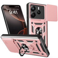 Xiaomi Redmi Note 14 5G Hoesje - MobyDefend Pantsercase Met Draaibare Ring - Ros&eacute;
