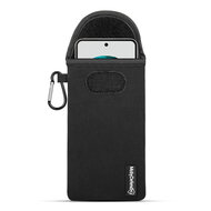 Hoesje voor Nothing Phone (3a) - MobyDefend Neopreen Pouch Met Karabijnhaak - Insteekhoesje - Riemlus Hoesje - Zwart