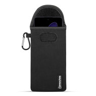 Hoesje voor Oppo Reno13 - MobyDefend Neopreen Pouch Met Karabijnhaak - Insteekhoesje - Riemlus Hoesje - Zwart