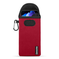 Hoesje voor Google Pixel 9 / Pixel 9 Pro - MobyDefend Neopreen Pouch Met Karabijnhaak - Insteekhoesje - Riemlus Hoesje - Rood